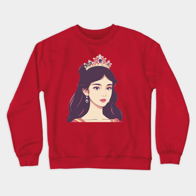 Illustration of a Young Princess in Pink Crewneck Sweatshirt by CursedContent